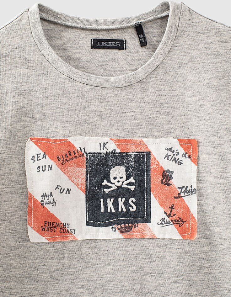 Tee-shirt gris drapeau et broderie coton bio garçon -3 Tee-shirt gris drapeau et broderie coton bio garçon -3