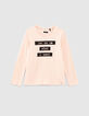 Camiseta rosa palo con mensaje niña-1