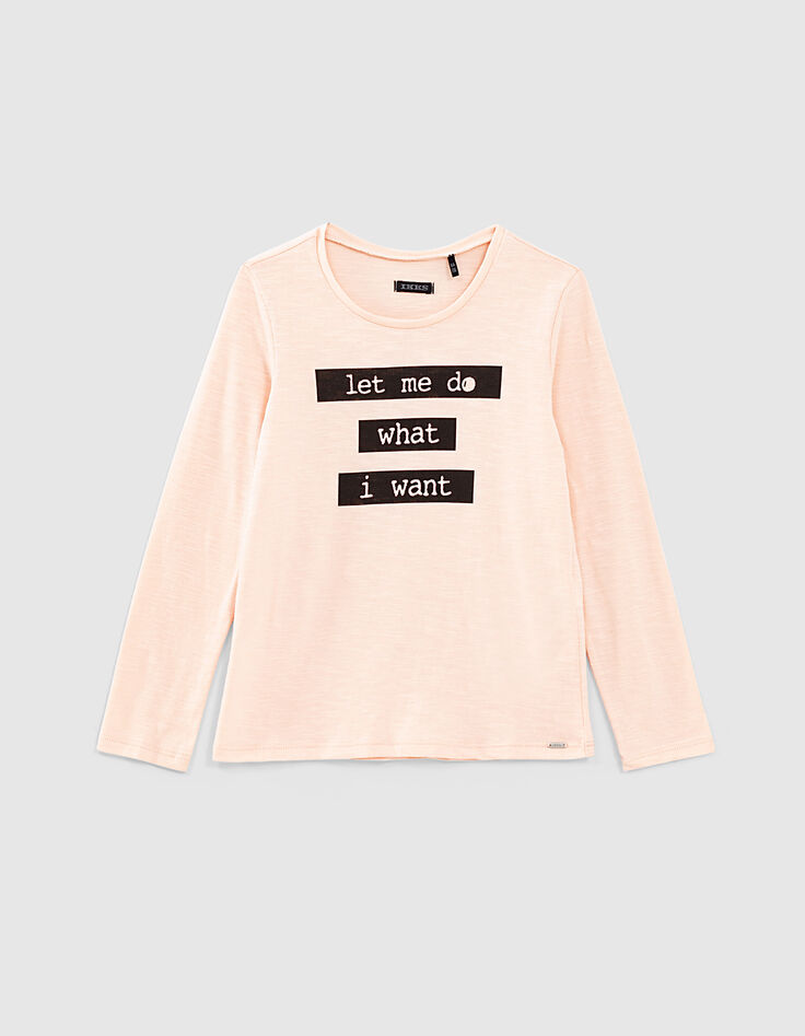 Camiseta rosa palo con mensaje niña-1