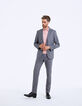 Grijze faux-uni slim kostuumbroek voor heren-5