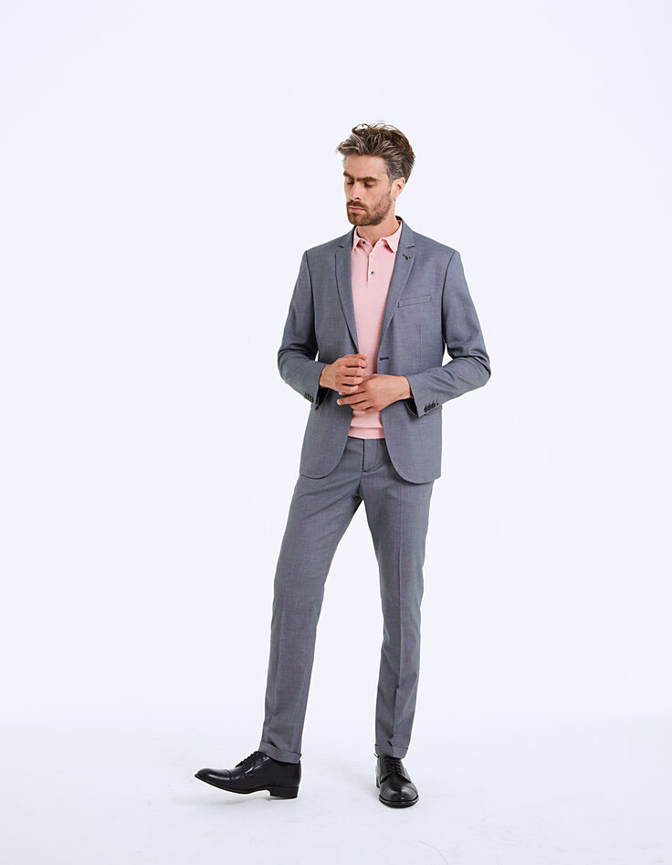 Grijze faux-uni slim kostuumbroek voor heren-5