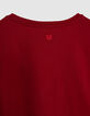 Rotes T-Shirt aus Baumwolle mit V-Ausschnitt Damen-4
