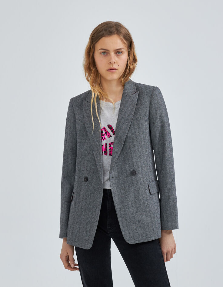 Chaqueta de traje de mujer espiga-7