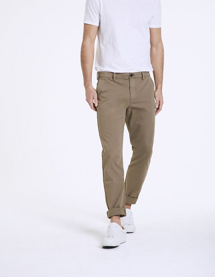 Men's khaki slim chinos-1