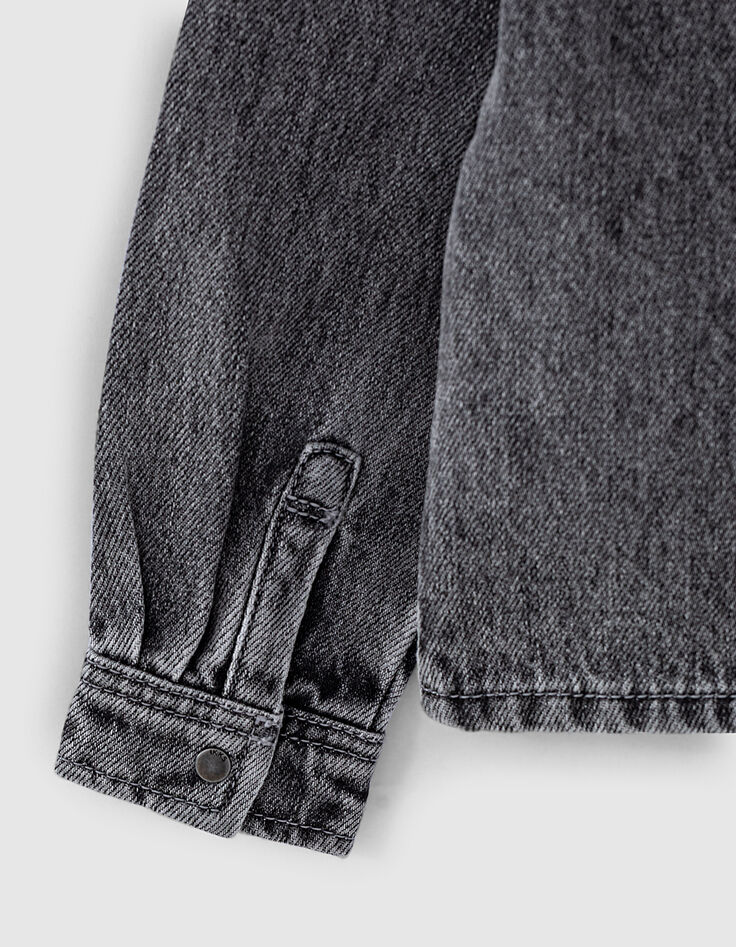 Gemêleerd antracietgrijs jeanshemd jongens  -6
