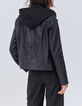 Zwart leren jasje bikerstijl studs op rug Dames-4