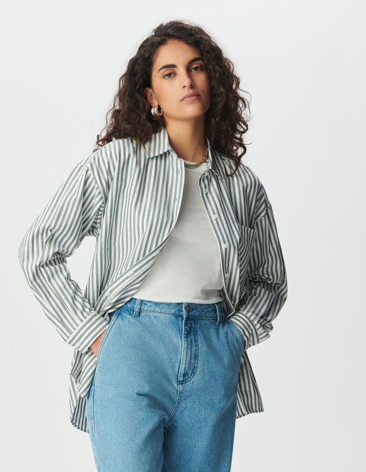 Chemise rayures bleues et blanches Femme -2 Chemise rayures bleues et blanches Femme -2