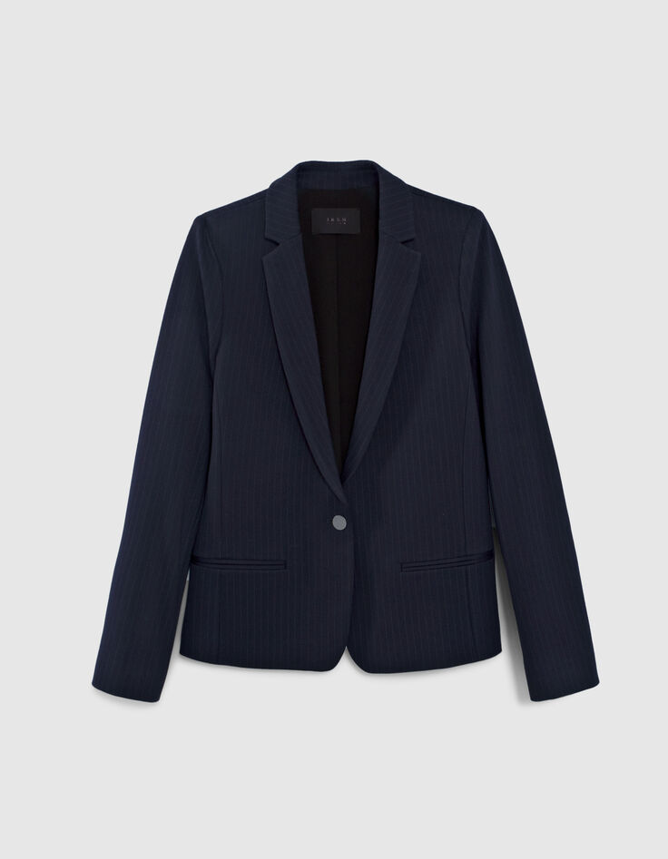 Veste de costume marine maille à rayures tennis Femme-3