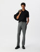 Polo noir en tricot flammé Homme-1