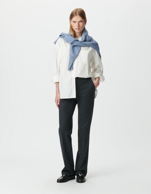 Pantalon de tailleur gris motif chevrons Femme - IKKS