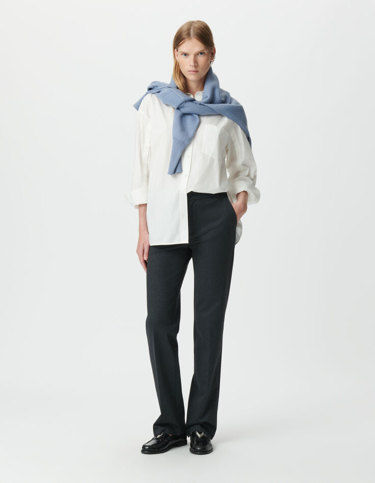 Pantalon de tailleur gris motif chevrons Femme-1 Pantalon de tailleur gris motif chevrons Femme-1