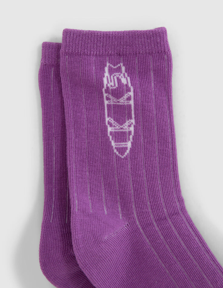 Calcetines naranja damero y violeta niño-3