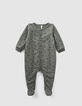 Hell khaki Strampelanzug mit Rocker-Print aus Biobaumwolle-1