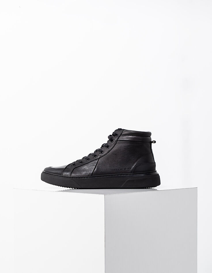 Zwarte leren sneakers Heren-1