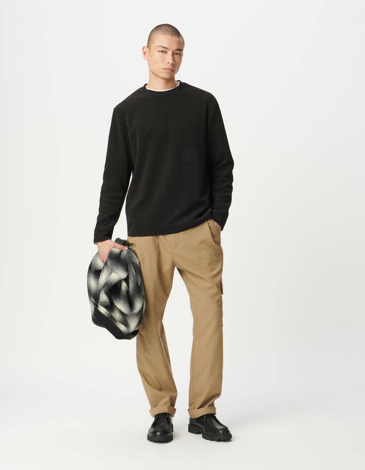 Schwarzes Herren-T-Shirt Langarm Wabenmuster DRY FAST-5