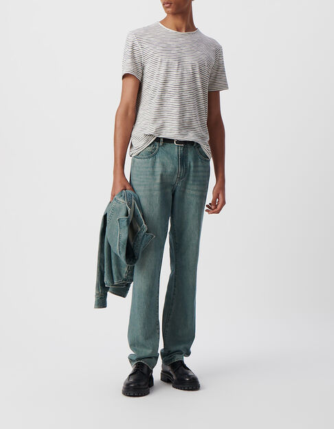 Wei&szlig;es Herren-Matrosenshirt, blaue Streifen - IKKS