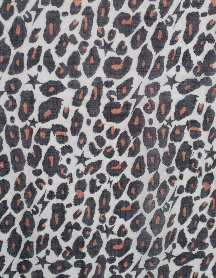 Carré fin imprimé léopard pompons femme-4