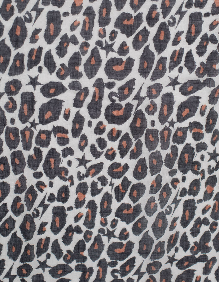 Women’s leopard print fine square scarf with tassels - IKKS