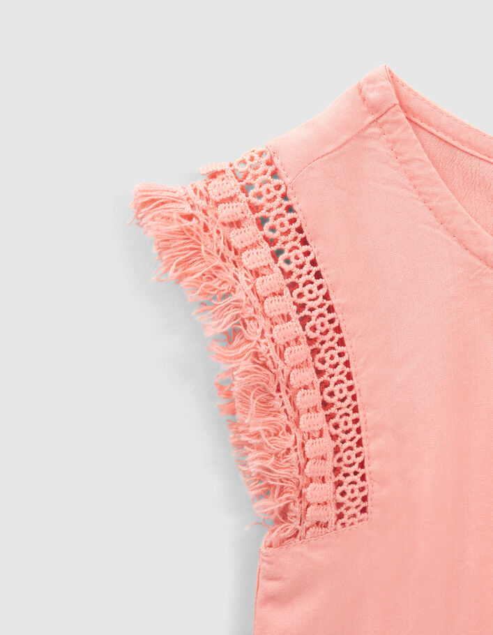 Girls’ peach dress with lace braid - IKKS