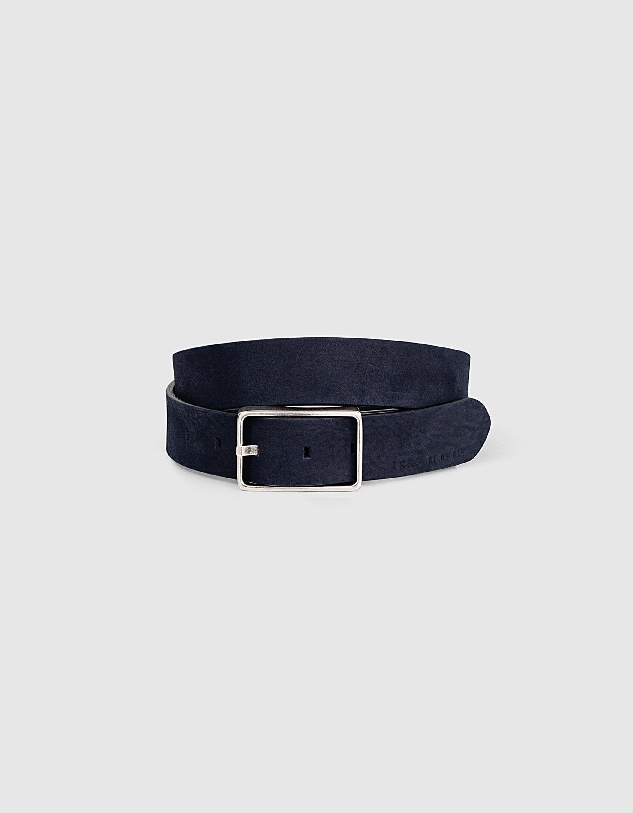 Men s navy blue nubuck leather belt