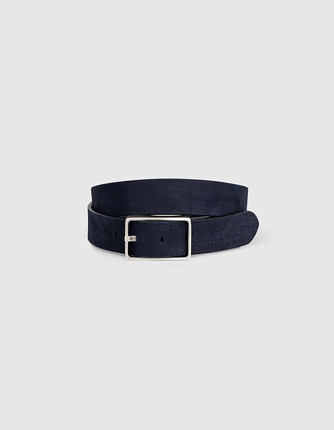 Men’s navy blue nubuck leather belt