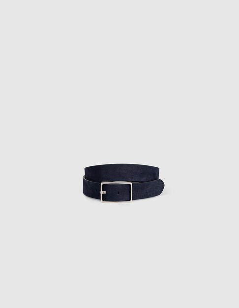 Men’s navy blue nubuck leather belt