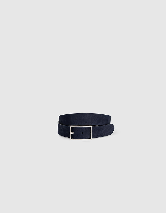 Men’s navy blue nubuck leather belt-1