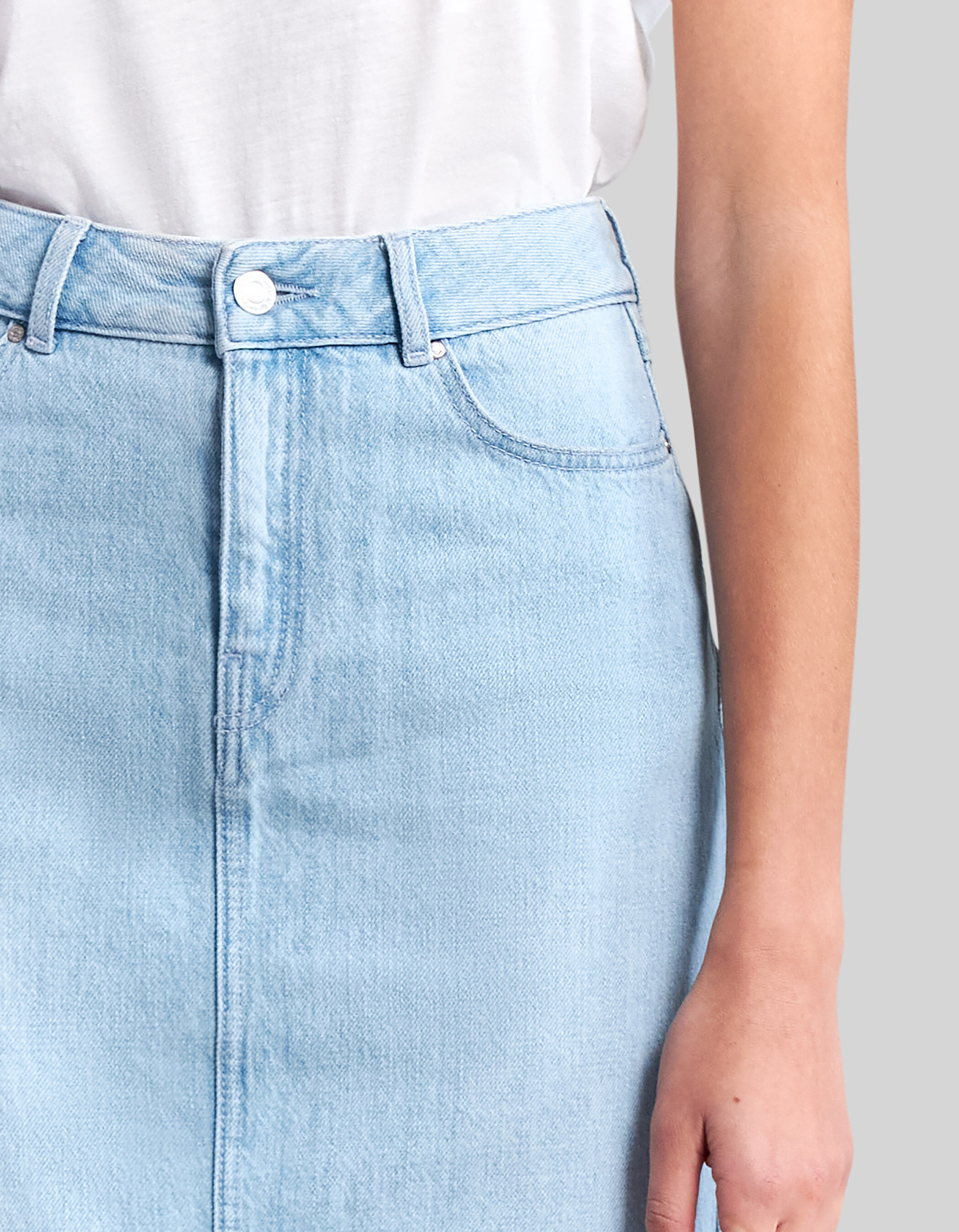Jupe midi en jean light blue coton bio Femme IKKS