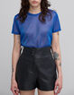 Women’s cobalt lurex T-shirt with animal print-2