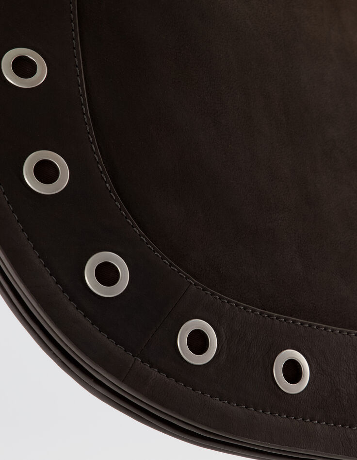 Bruin lederen damesschoudertas met oogdecoratie-4