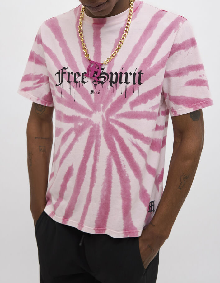 Men's pink tiedye print Tshirt