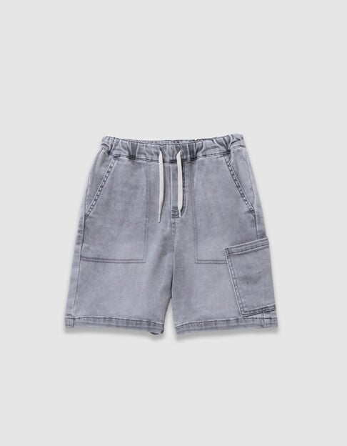 Grey denim Bermuda shorts one pocket battle boy - IKKS