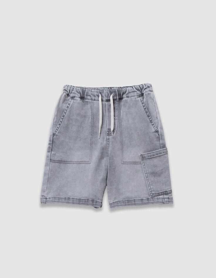 Grey denim Bermuda shorts one pocket battle boy-1