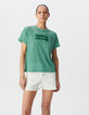 Grünes Matrosen-T-Shirt für Damen mit GEFLOCKTE Botschaft aus Samt-3