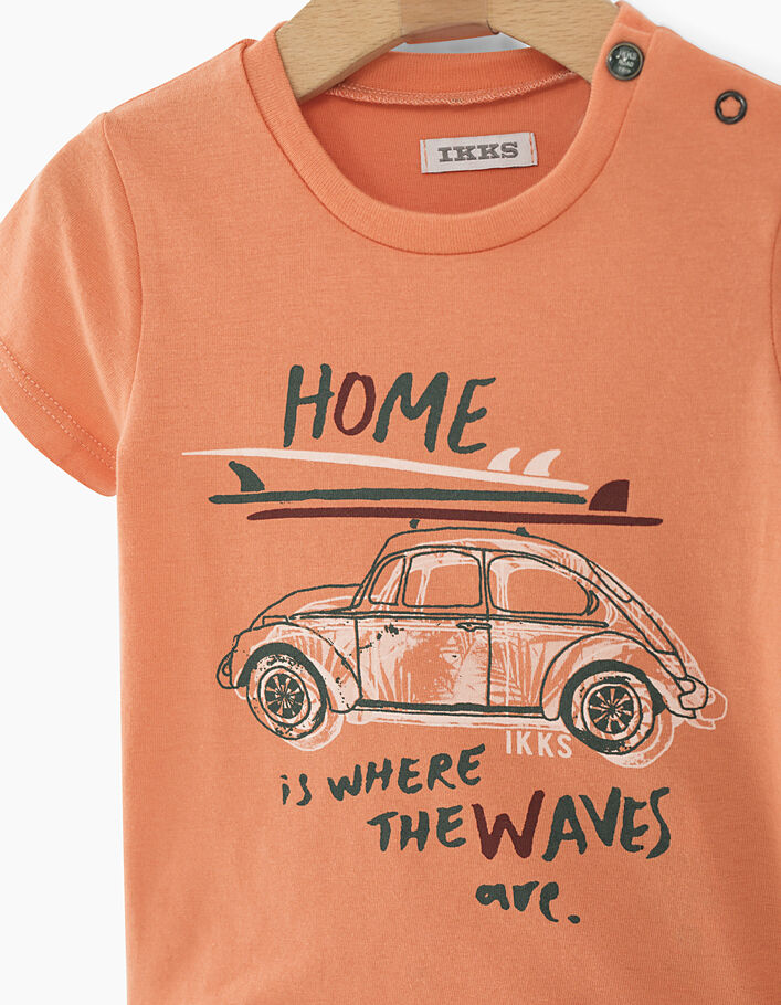 Terracotta T-shirt met auto-opdruk voor babyjongens  - IKKS