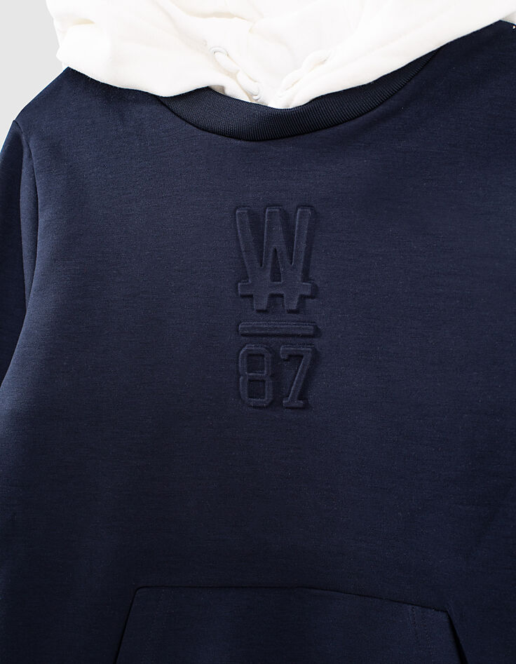 Navy sweater met witte kap jongens -3