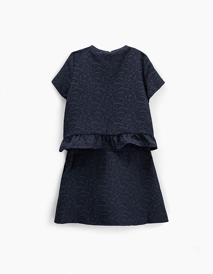 Robe 2 en 1 navy et blanc avec top zippé fille-5