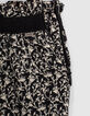 Zwarte vloeiende broek Ecovero® lelieprint meisjes-5