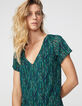 Vestido recto de velo, estampado wavy fondo verde mujer-4