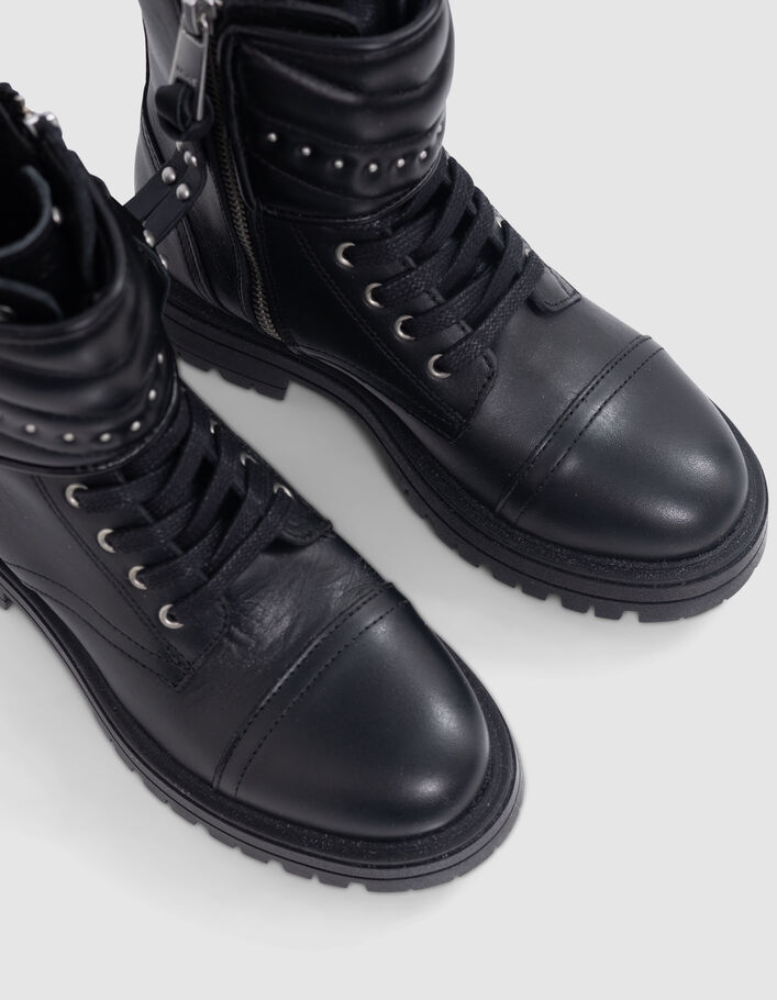 Rangers Leather story en cuir noir avec clous pour fille IKKS