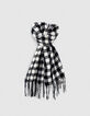 Echarpe noire motif carreaux blancs fille -1