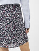 Women’s navy tachist print A-line wrap skirt-4
