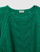 Grüner Damenrollkragenpullover mit Ajours-Strick-2