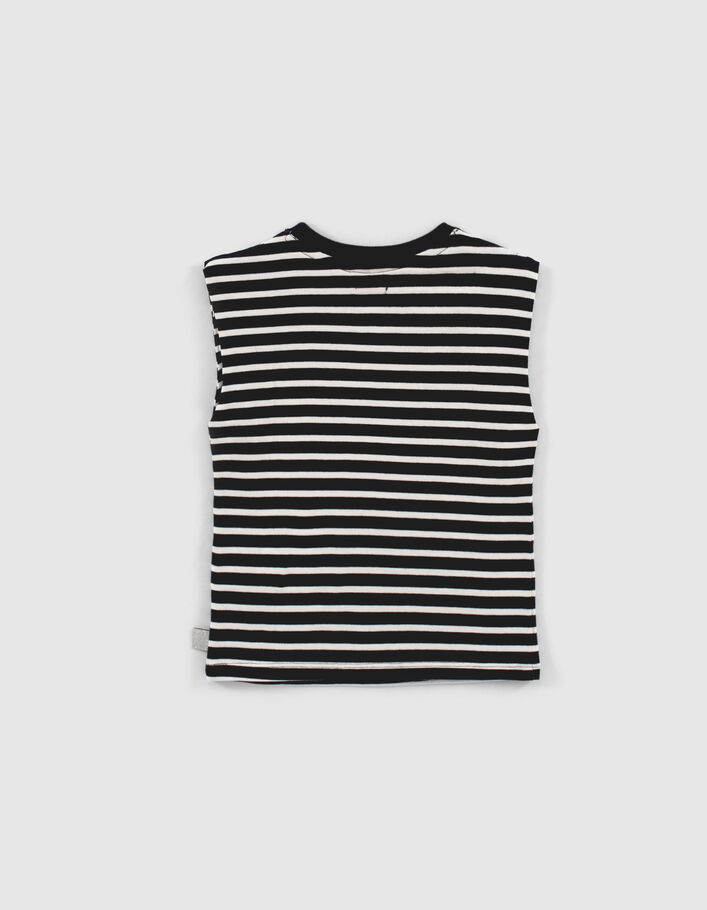 Girls’ black IKKS–MICKEY T-shirt with white stripes - IKKS