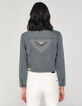Women’s grey denim jacket embroidered on back-3