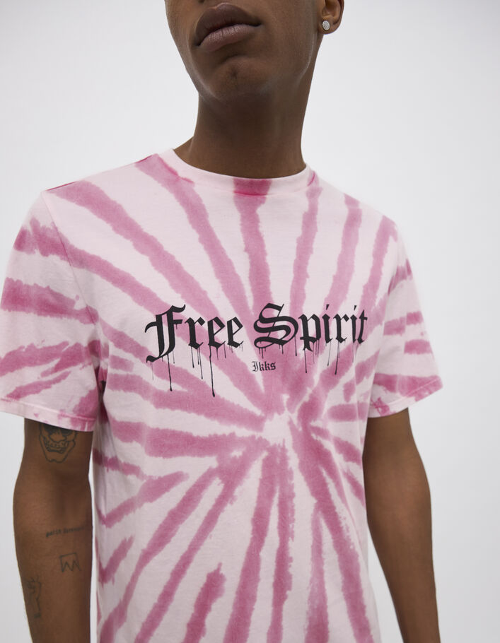 Men's pink tie-dye print T-shirt - IKKS