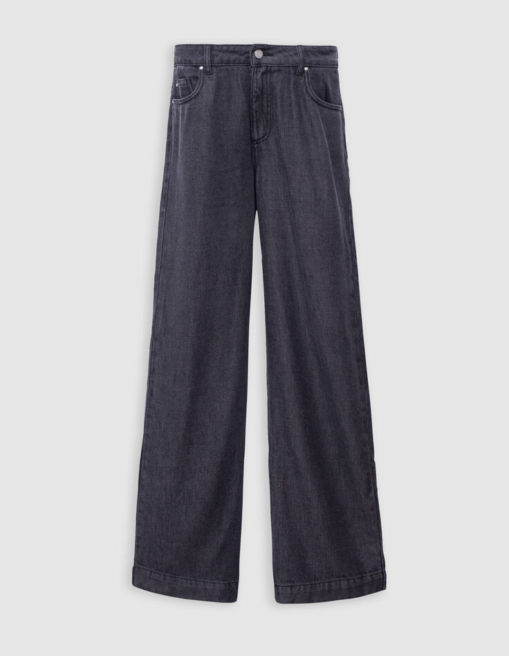 Women's Lyocell&reg; charcoal grey wide-leg jeans-7