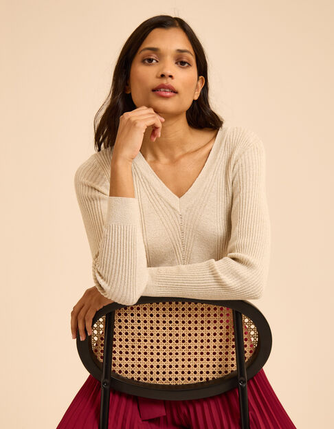 Pull dor&eacute; tricot lurex jeux de c&ocirc;tes I.Code