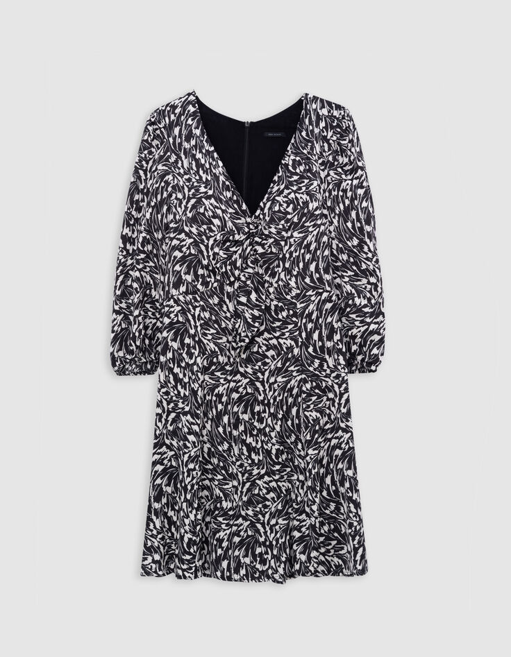 Schwarz LENZING™ ECOVERO™ Minimal Blumenschleife Kleid Damen-6