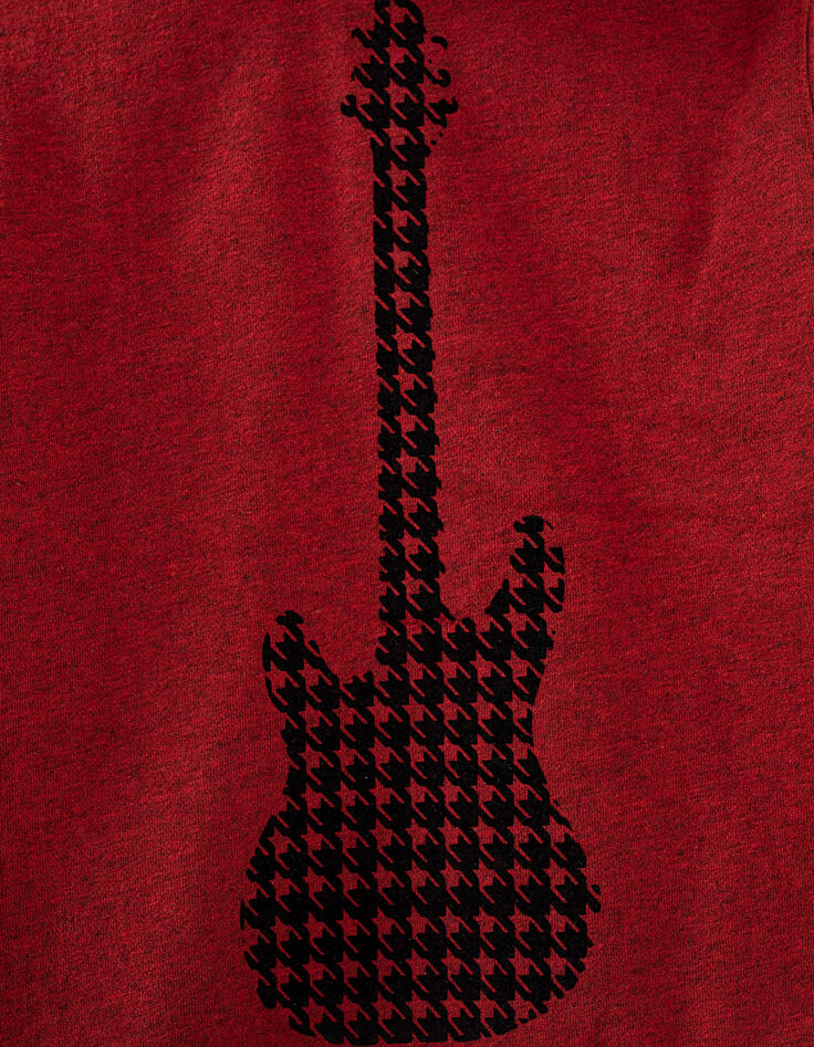 Sweat rouge moyen avec guitare pied-de-poule dos garçon -6